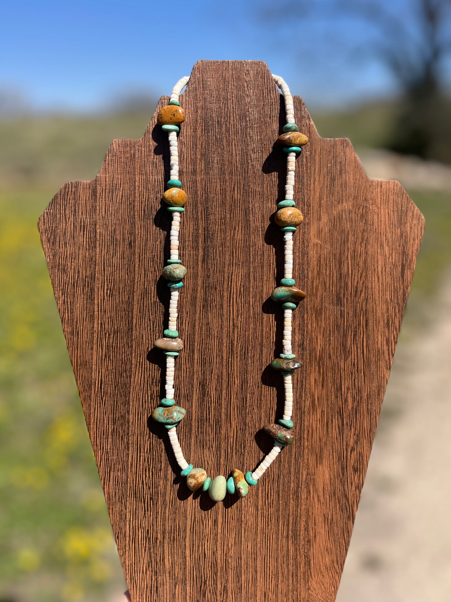 White Buffalo & Rough Turquoise Beaded Necklace