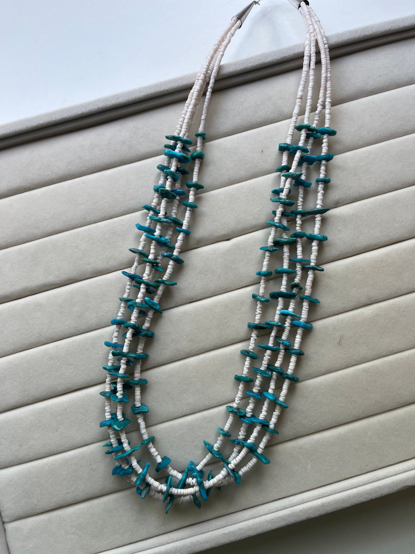 Turquoise & Shell Multi-Strand Beaded Necklace - 25"