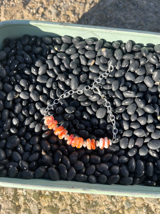 Spiny Oyster and Navajo Pearl beaded bracelet