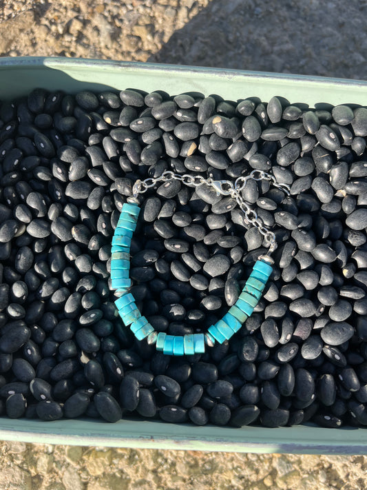 Turquoise Heishi and Navajo Pearl beaded bracelet