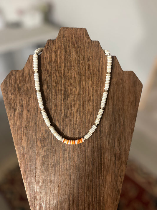 Navajo Pearl, White Buffalo & Spiny Oyster Necklace