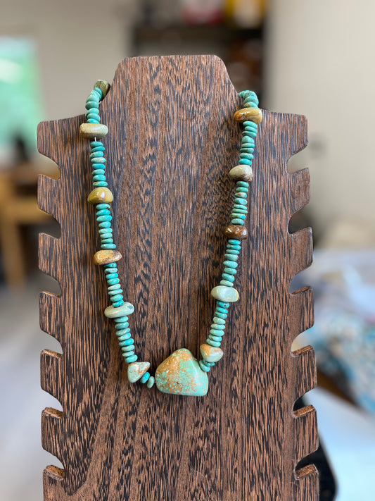 Chunky Turquoise Nugget Necklace - 20"