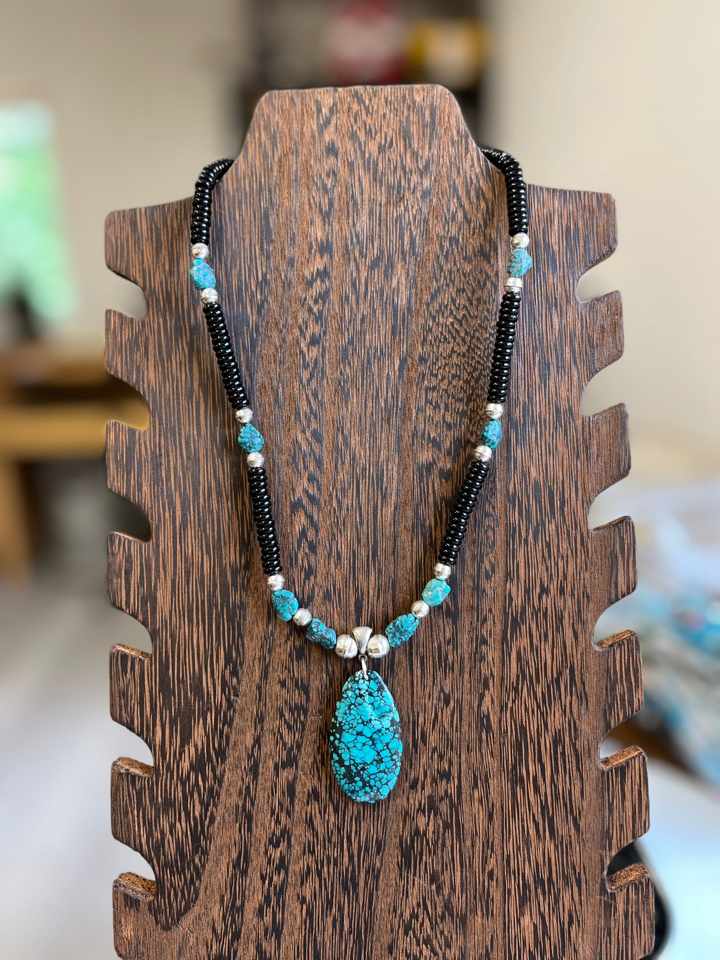 Hubei Turquoise Pendant Necklace - 19"