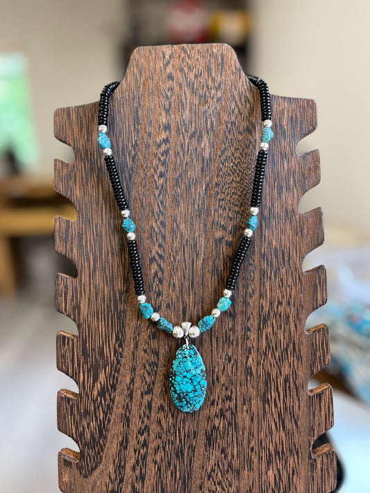 Hubei Turquoise Pendant Necklace - 19"