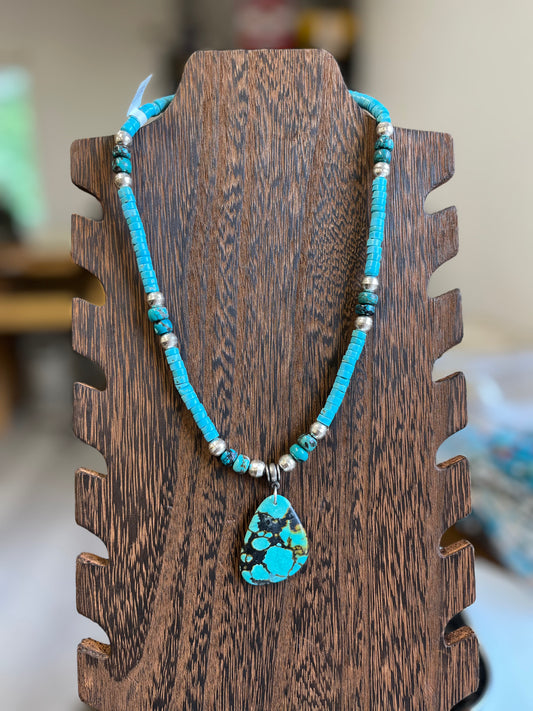 Hubei Turquoise Pendant Necklace - 20"