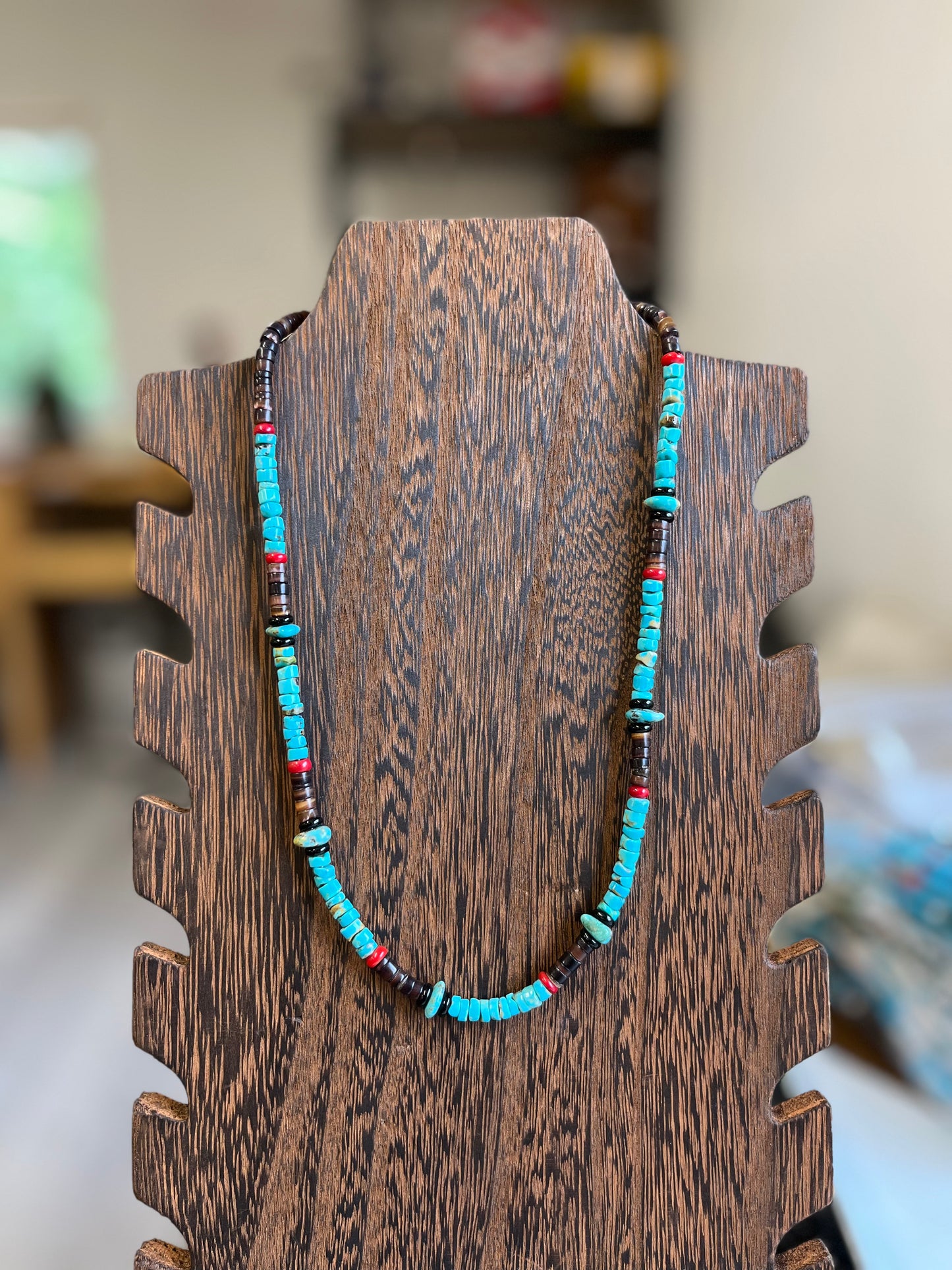 Shell Coral and Turquoise Necklace - 20"